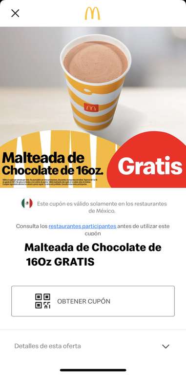 McDonald's (app) - Malteada GRATIS