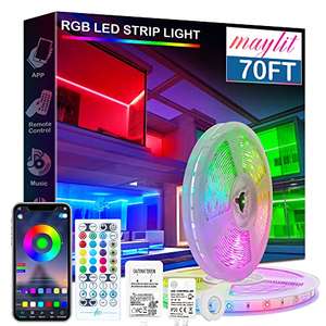 Amazon: maylit 21M Luces LED para Cuarto, 5050 Tira de Luces LED de 21 Metros APP Bluetooth, Tira LED RGB 