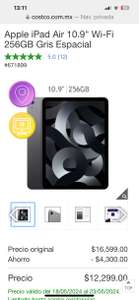 Costco: iPad Air 256 GB 5a Gen con CitiBanamex Costco