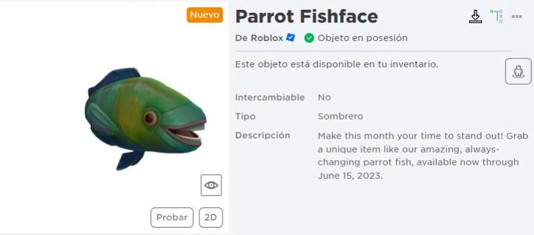 Roblox - Parrot Fishface Gratis