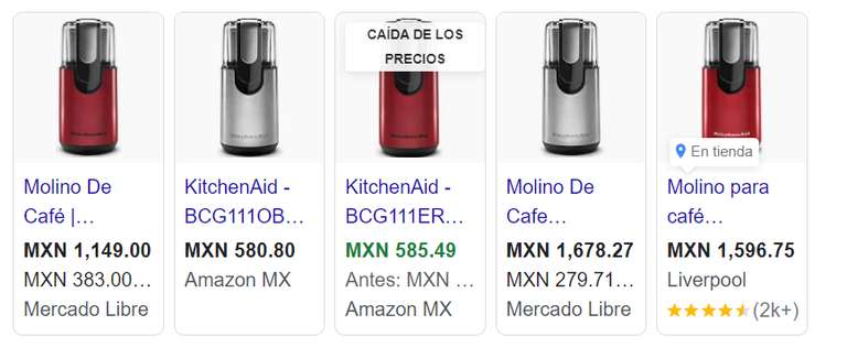 Amazon: KitchenAid BCG111ER Molino de Cuchillas para Café, color Rojo
