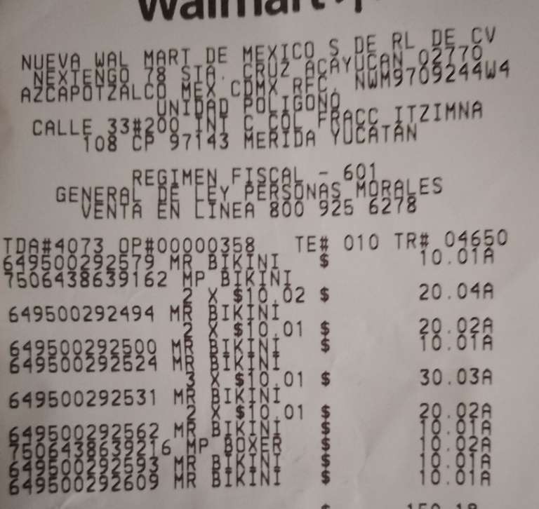 Walmart: Liquidación en ropa interior