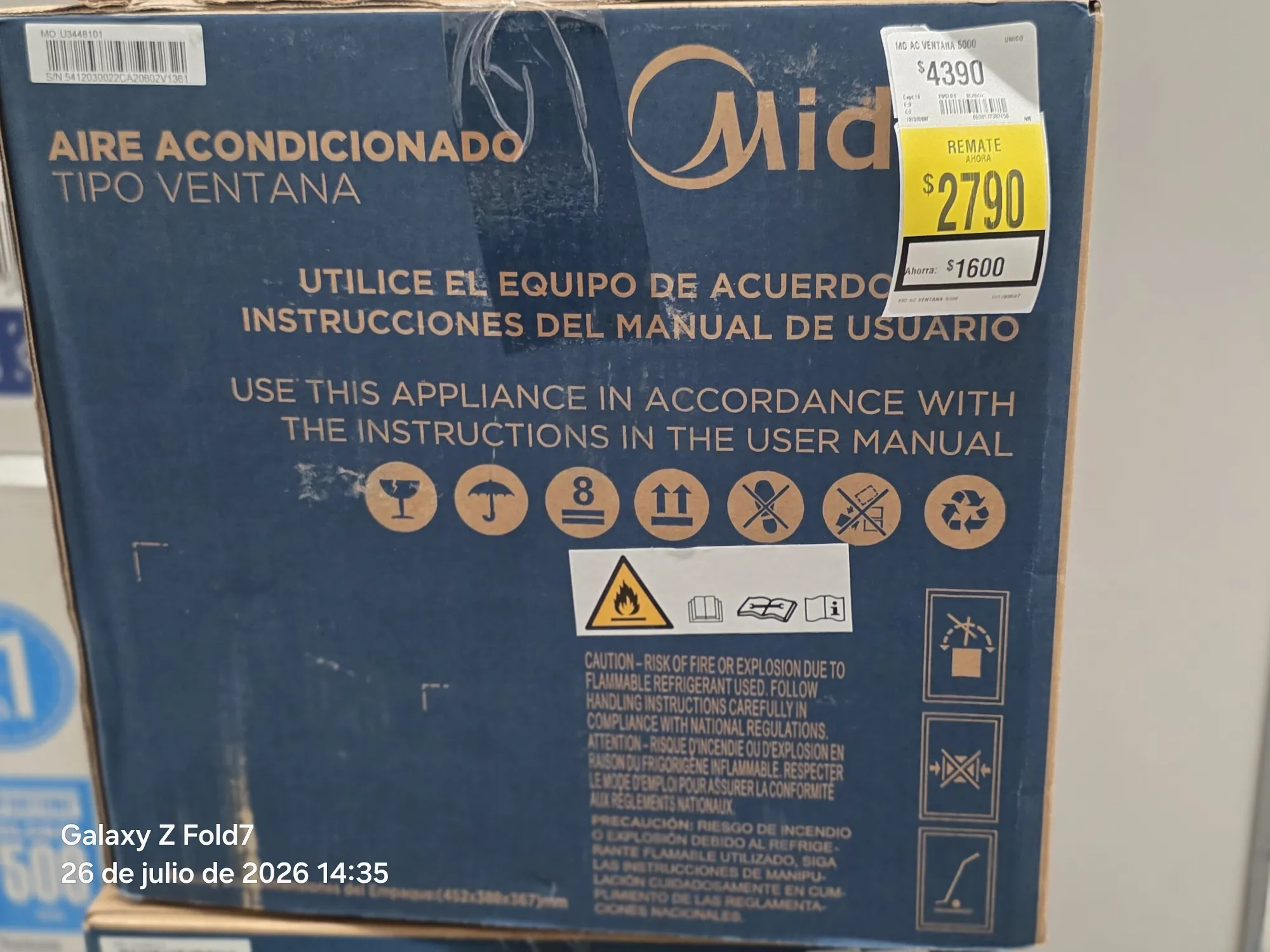 Bodega Aurrera: Aire acondicionado de ventana Midea, Sólo Frío, 115V MAW05C1