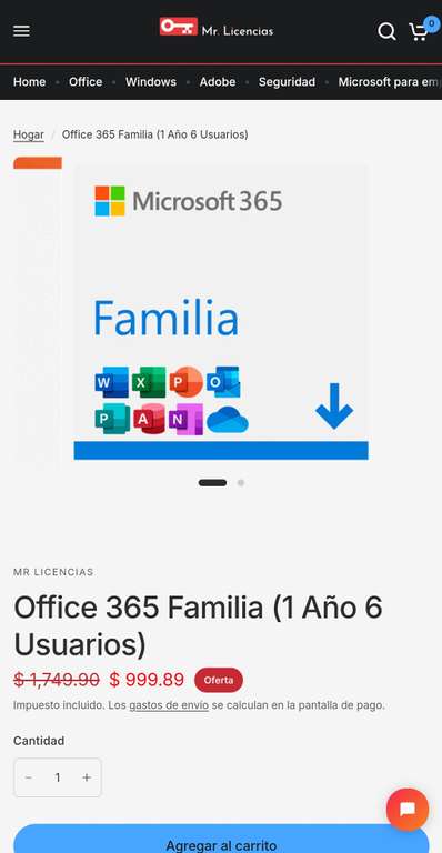 Mr. Licencias: Microsoft 365 Familia 1 año