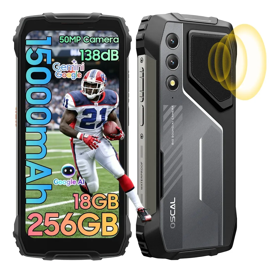 Mercado Libre: Celular Oscal Pilot 1 Robusto Dual Sim 256 Gb Negro 18 Gb Ram 15000mah Android 15 Gaming Phone