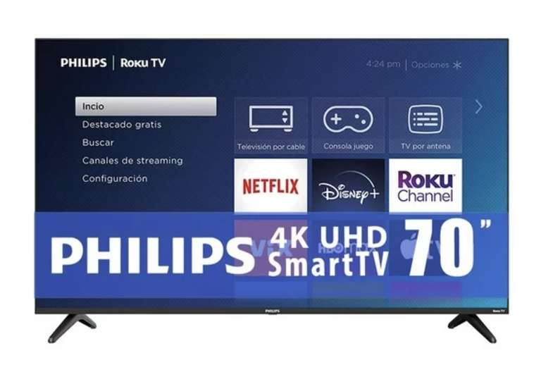 Walmart: TV Philips 70 Pulgadas Roku 4K Ultra HD LED 70PUL6653/F8