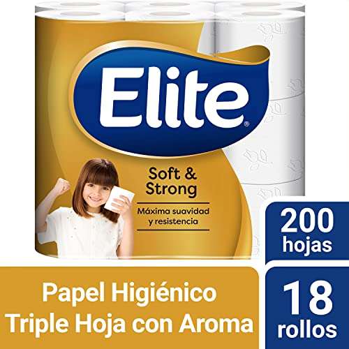Amazon: Papel Higiénico Elite Soft & Strong Papel Higiénico Triple Hoja 18 Rollos - Máxima Suavidad y Resistencia