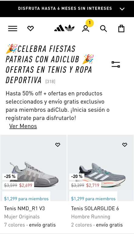 Adidas: Hasta 50% off + ofertas en productos seleccionados y envío gratis exclusivo para miembros adiClub