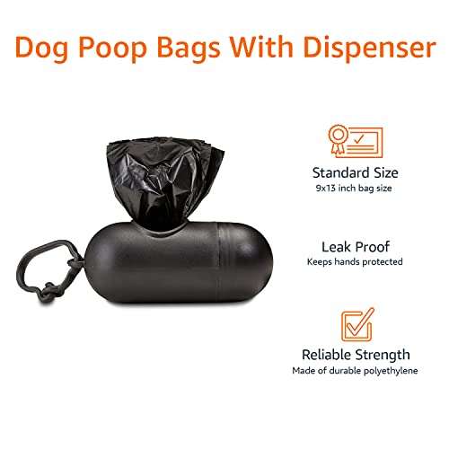 Amazon: Bolsas estándar para excrementos para perros con dispensador y clip para correa 33.02 x 22.8 cm color negro 60 rollos
