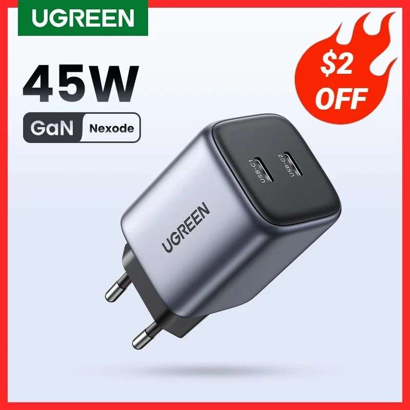 Cargador 45w Ugreen Carga Rápida Nexode Gan 2 Usb C Portátil