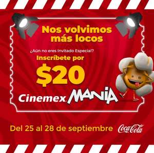Cinemex: CinemexManía, Inscripción a IE por $20