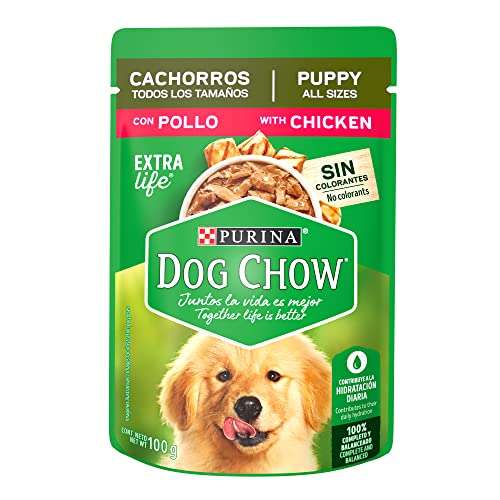 Amazon: Purina Dog Chow Pouches Alimento Húmedo Cachorros Pollo, Paquete con 20 Pzas de 100g