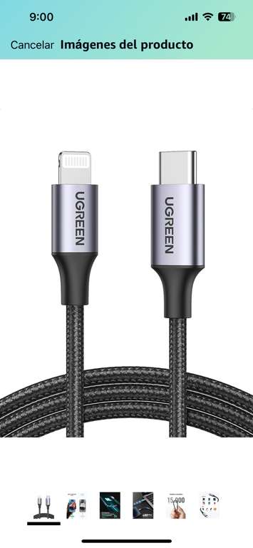 Amazon: UGREEN Cable USB Carga Rapida Tipo C (1M)