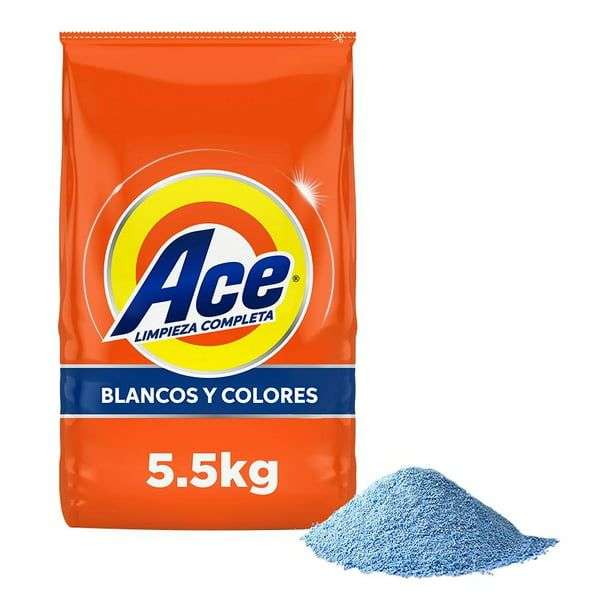 Walmart: 2 bolsas Detergente en polvo Ace limpieza completa para lavar blancos y colores 5.5 kg