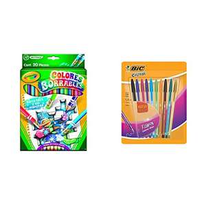 Amazon: Crayola 20 Lápices de Color Borrables con Sacapuntas + BIC Bolígrafo Cristal Fashion Punto Grueso 1.2mm