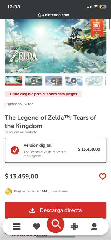 Nintendo Eshop Arg: Zelda ToZ Tears of The Kingdom