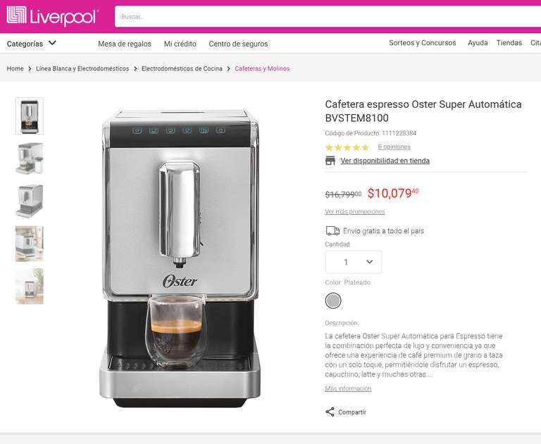 Liverpool: Cafetera superautomatica Oster - promodescuentos.com