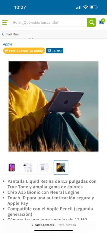 Sam's Club: iPad Mini Apple WiFi 64 GB Morado