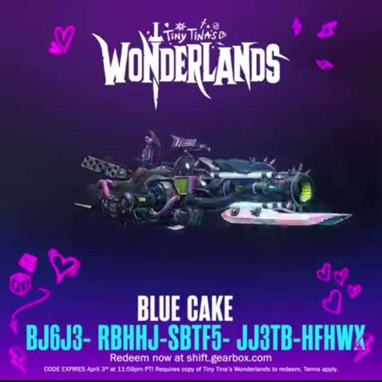 [PC, Xbox, Playstation] Tiny Tina's Wonderlands | Código del lanzacohetes Blue Cake GRATIS