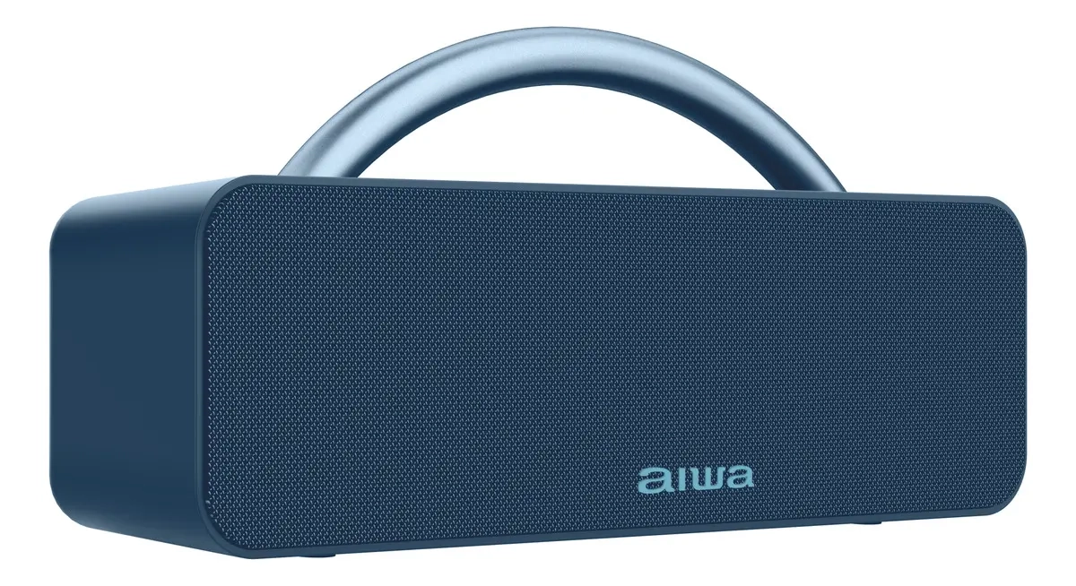 Mercado Libre: Bocina Aiwa Boombox AWS80BTU portátil con bluetooth waterproof azul