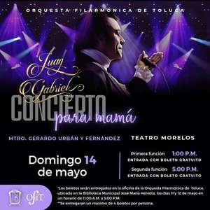 Edo de México: Gratis Concierto Sinfónico de Juan Gabriel (14 de mayo) Más Conciertos en Descripción