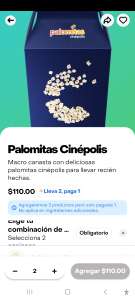 Rappi: Palomitas Cinepolis Mantequilla al 2x1