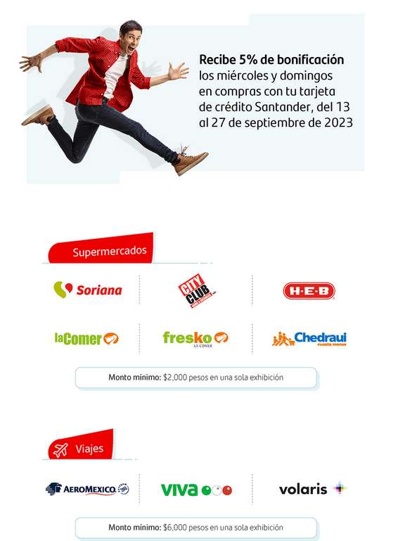 Santander: 5% de bonificación en supermercados los miércoles y domingos
