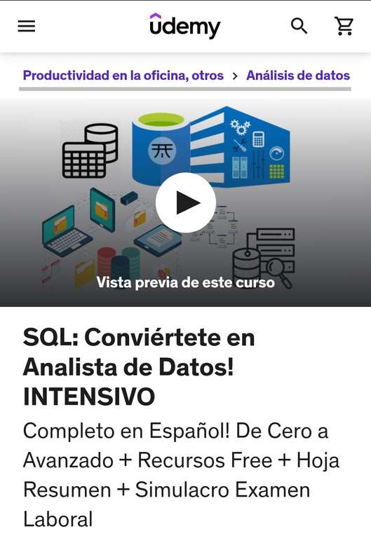 Udemy: Productividad en la oficina, otros Análisis de datos SQL: Conviértete en Analista de Datos! INTENSIVO