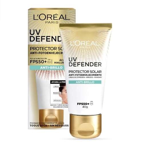 Amazon: L'Oréal Paris Protector Solar Diario FPS50+ UV Defender Anti-Brillo, 40ml