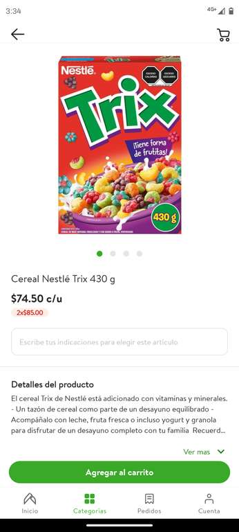 Despensa Bodega Aurrera: Cereal Nesquik y Trix a 2x $85