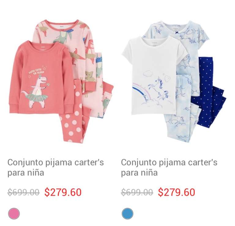 Liverpool: Carter’s 2 Conjuntos de pijamas para niñas