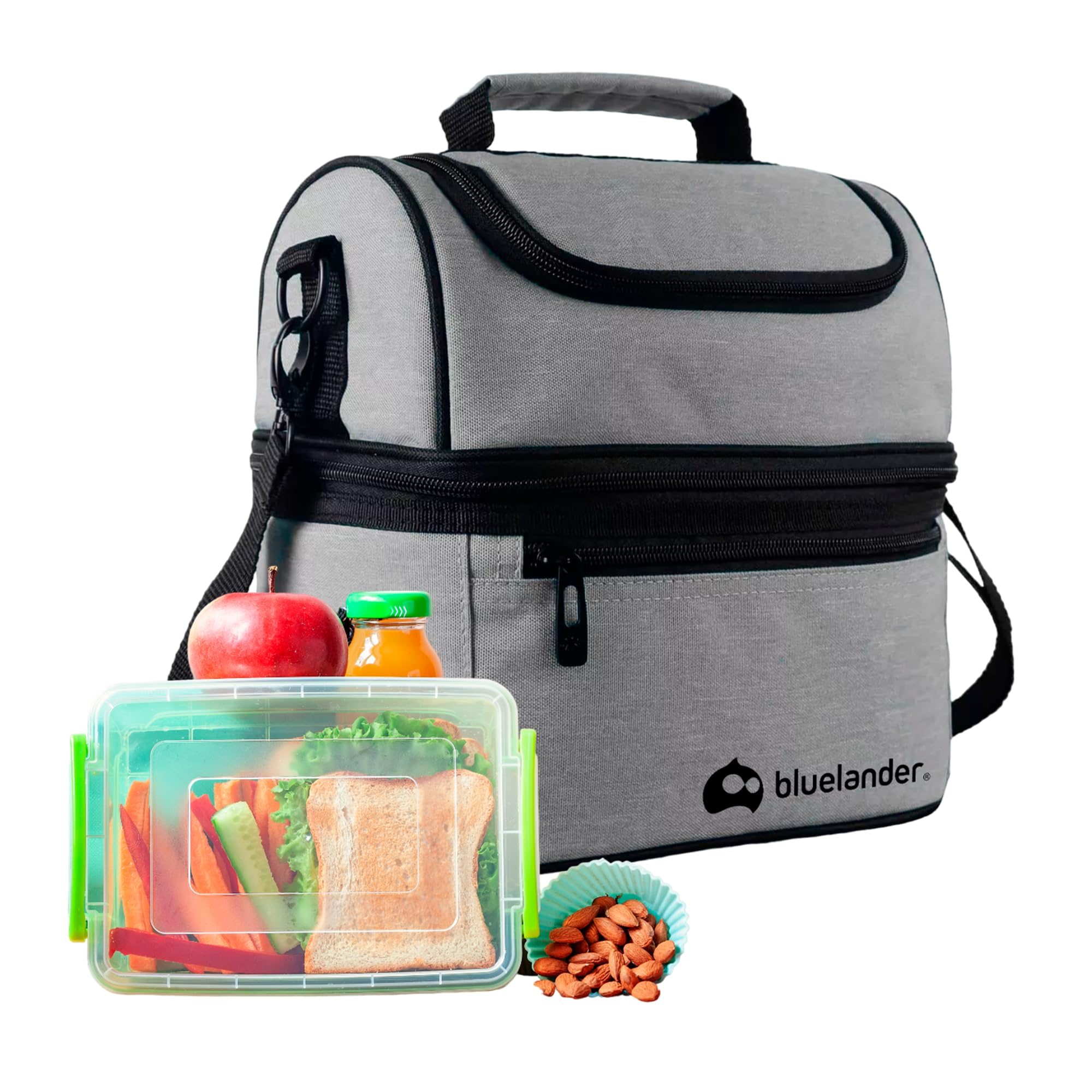 Amazon: Bluelander Lonchera Portátil con Asas, Correa Ajustable Para Hombro, Impermeable y Térmica (Gris)