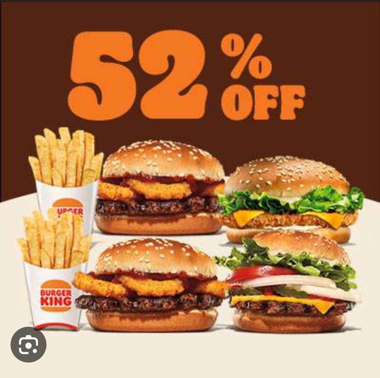 DiDi Food: Burger King, combo noches del rey con 52% OFF