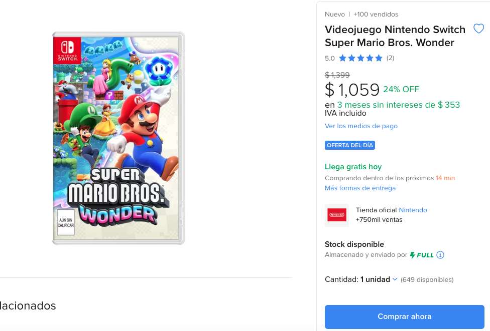 Super Mario Bros Wonder - NINTENDO SWITCH, Juegos Digitales Argentina