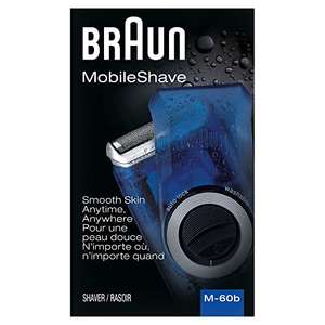Amazon: Braun Pocket Mobile - Afeitadora eléctrica para hombre, lavable, color azul transparente