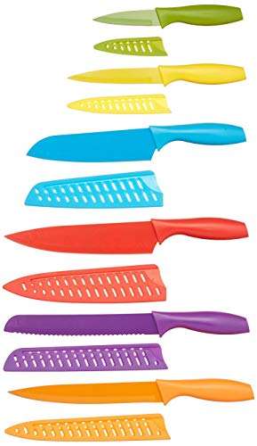 Amazon: 2x1 Juego de cuchillos de colores, 12 piezas - Amazon Basics
