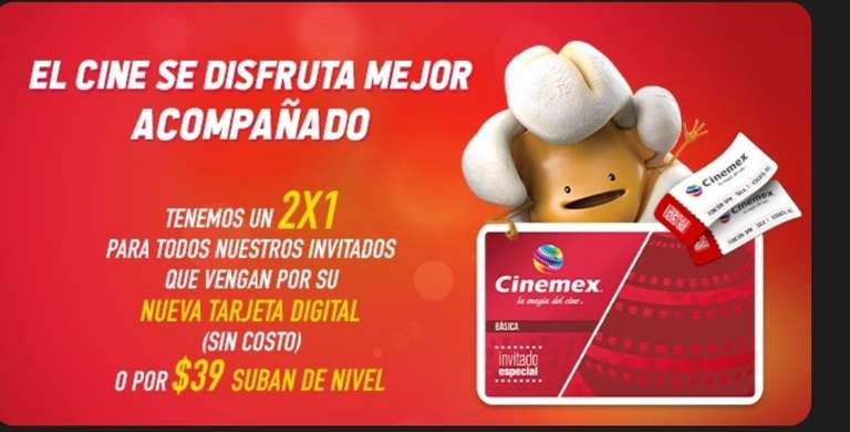 Cinemex: 2x1 con la nueva tarjeta digital