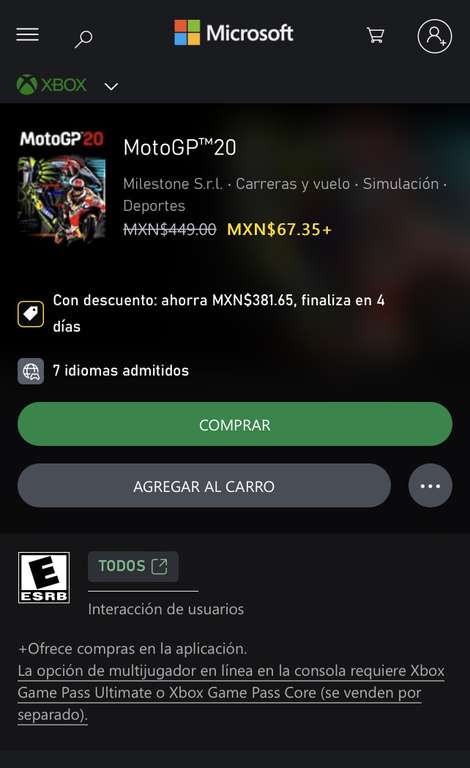 Xbox: Juego Motogp 20