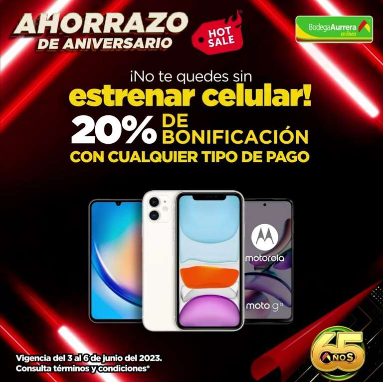 Bodega Aurrerá: 20% de bonificación en celulares (en línea con cualquier tipo de pago • tienda física pagando con cashi)