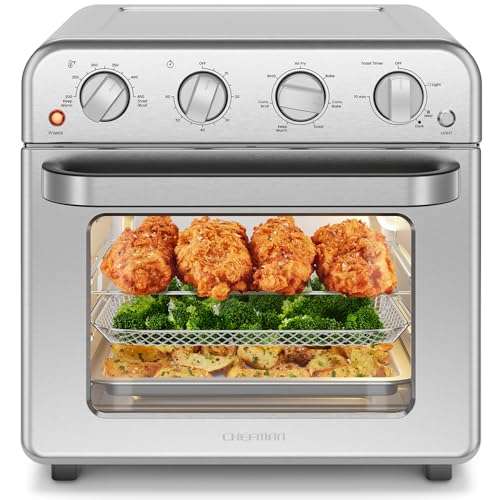 Combo de horno freidora de aire multiuso, horno tostador de convección de  acero inoxidable, 1700 W, asador grande de encimera de 25 L, apto para  pizza