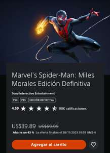 PlayStation Store: Spiderman Miles Morales Edición Definitiva para PS5