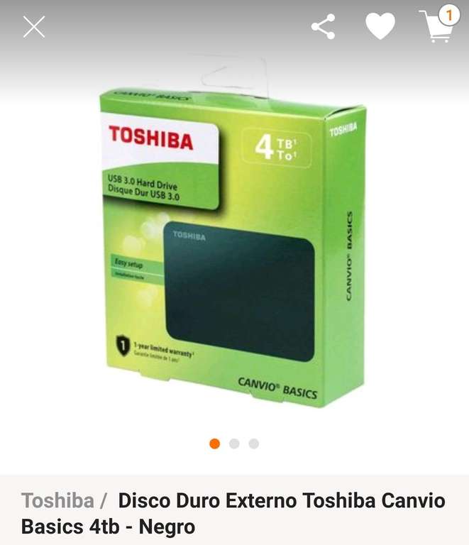 Linio: Disco Duro externo 4TB Toshiba pagando con PayPal perfecto para Xbox One y Series S/X(*solo juegos de Xbox One)