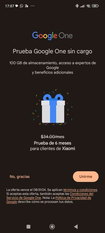 Google One, hasta 6 meses gratis para usuarios Xiaomi