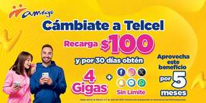 Portabilidad A Telcel (100 pesos por 30 días y con 4gb) durante 5 meses