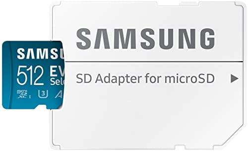 Amazon: Memoria Micro SD Samsung EVO Select de 512GB clase 10 u3 + Adaptador | Precio antes de pagar