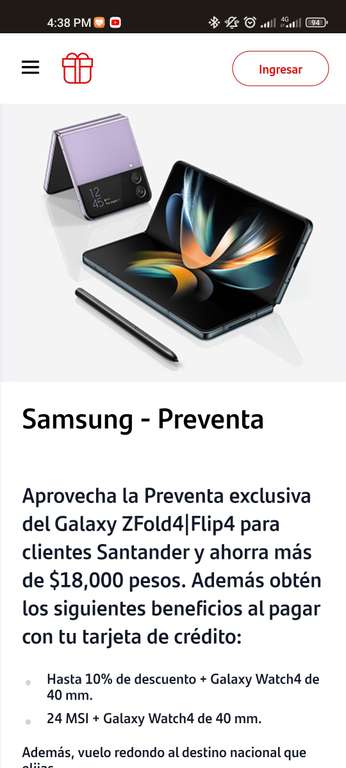 Recompensas Santander: Preventa Samsung Galaxy Galaxy z Fold4 y Galaxy Flip4, ahorro de hasta $18,000