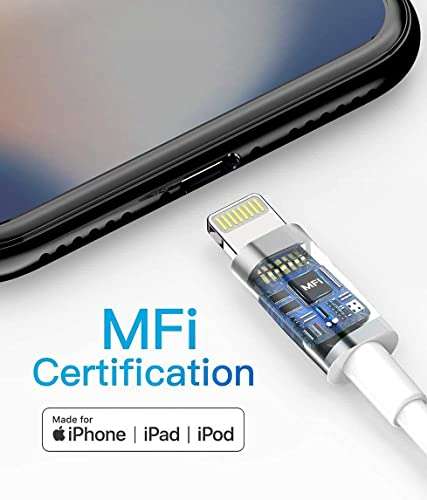 Amazon - Cable Lightning iPhone, MFi Certificado 2m 3 Piezas