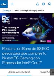 Intel exchange (canje) liverpool | Bono de $3500 llevando equipo de cómputo con procesador Intel | Ciudades seleccionadas