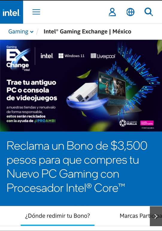 Intel exchange (canje) liverpool | Bono de $3500 llevando equipo de cómputo con procesador Intel | Ciudades seleccionadas