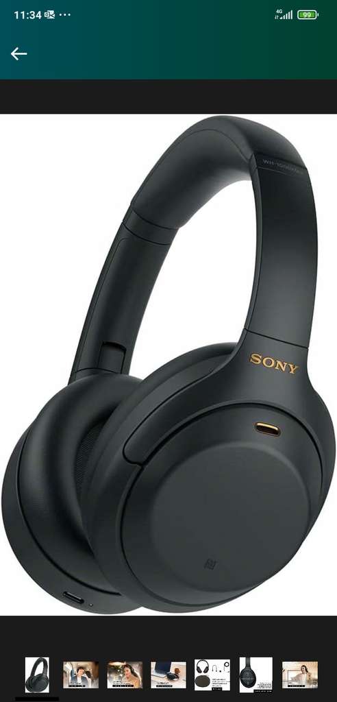  Sony WH-1000XM4 Audífonos inalámbricos con Noise Cancelling, Negro  (Versión Nacional) 
